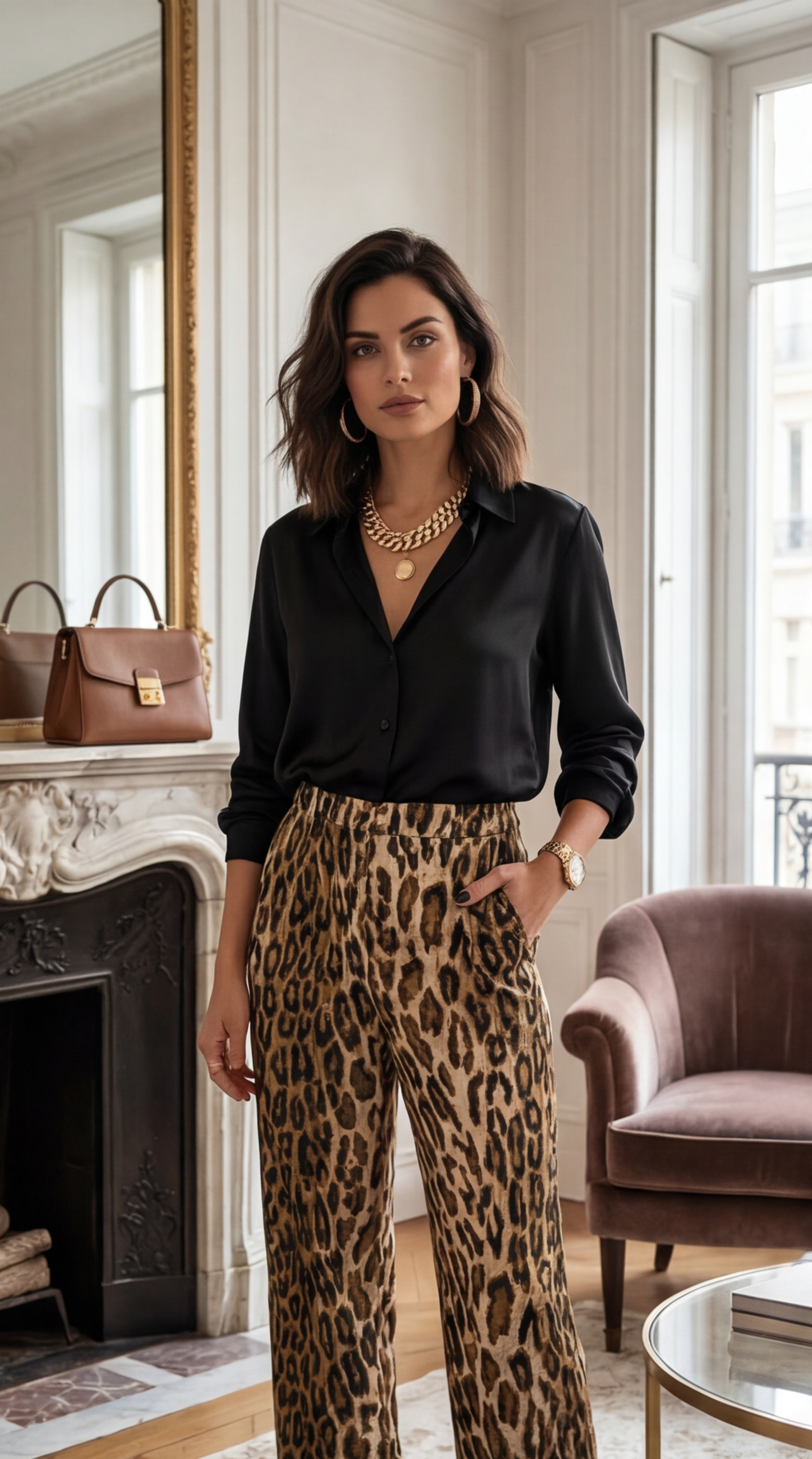 Jean léopard - Pantalon en denim imprimé léopard