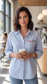 Chemise Bleu Chic à Rayures - Style Moderne