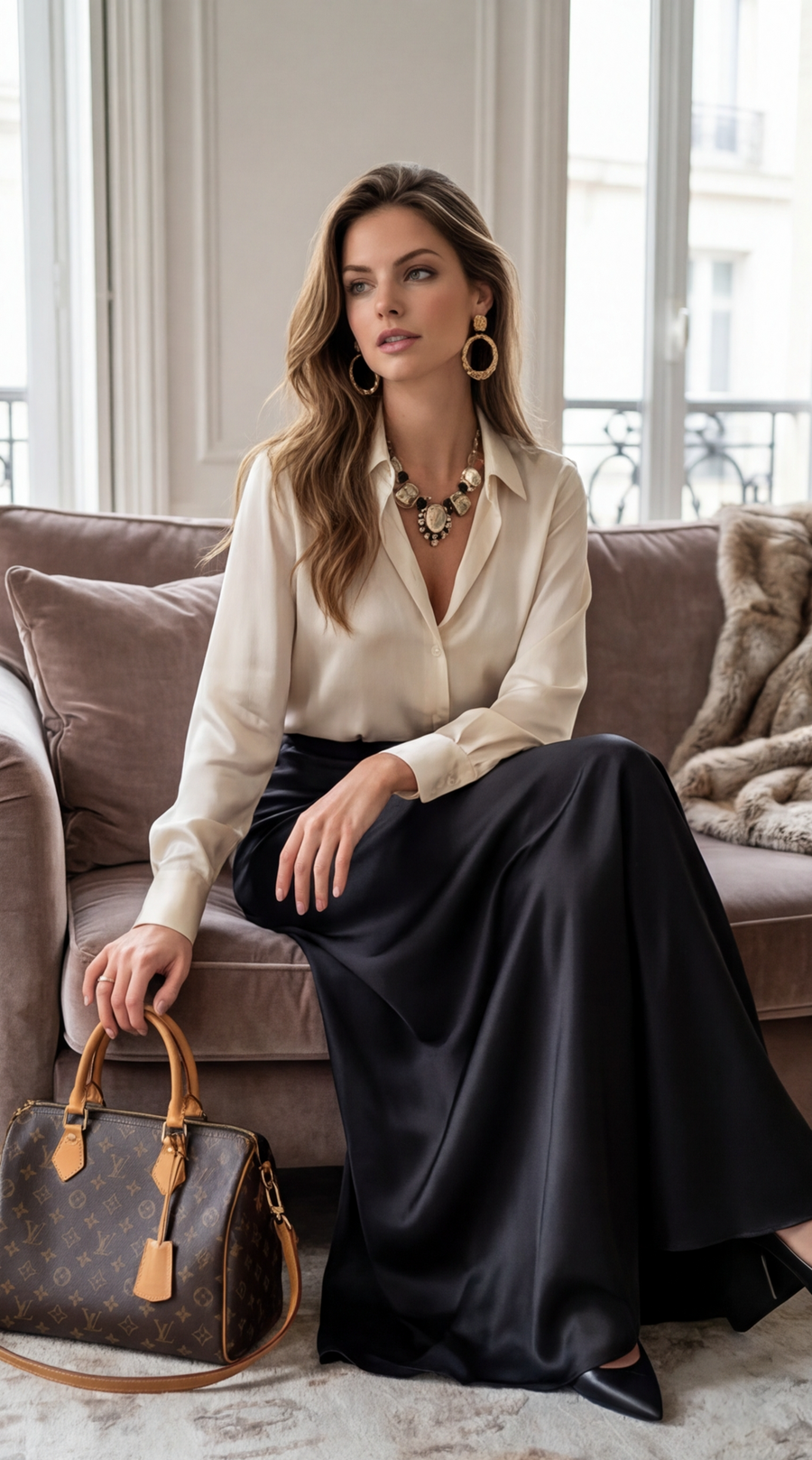 jupe longue satinée