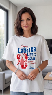 T-shirt blanc avec motif homard