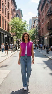 Veste fuchsia sans manches tendance