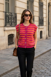 Pull sans manches rayé