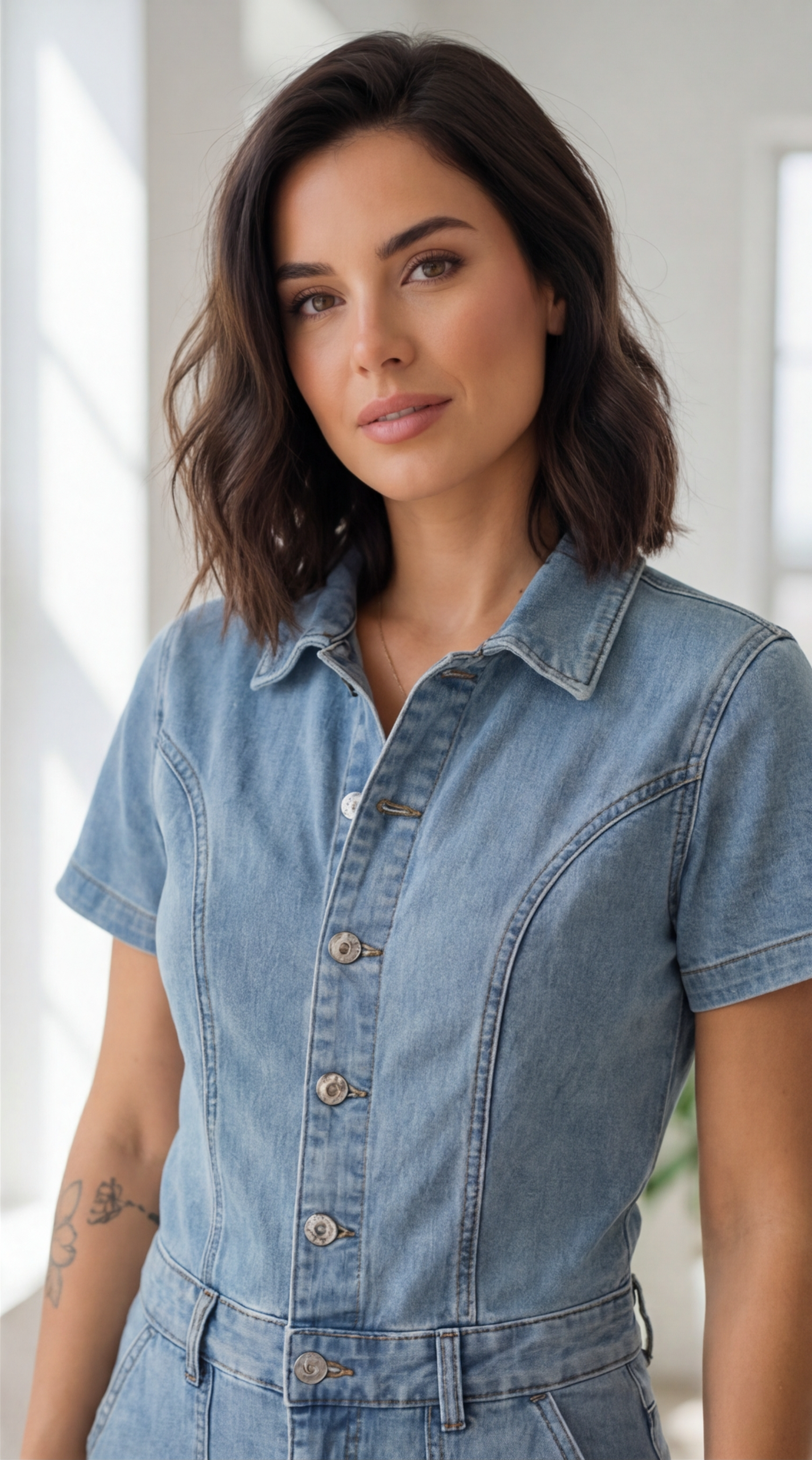 Combinaison en jean manche courte - Style tendance pour l'été