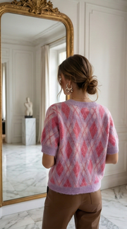 Pull manche courte losange élégant