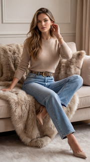 Jean poche vague brodé