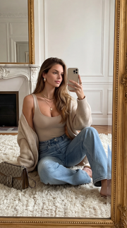 Jean poche vague brodé