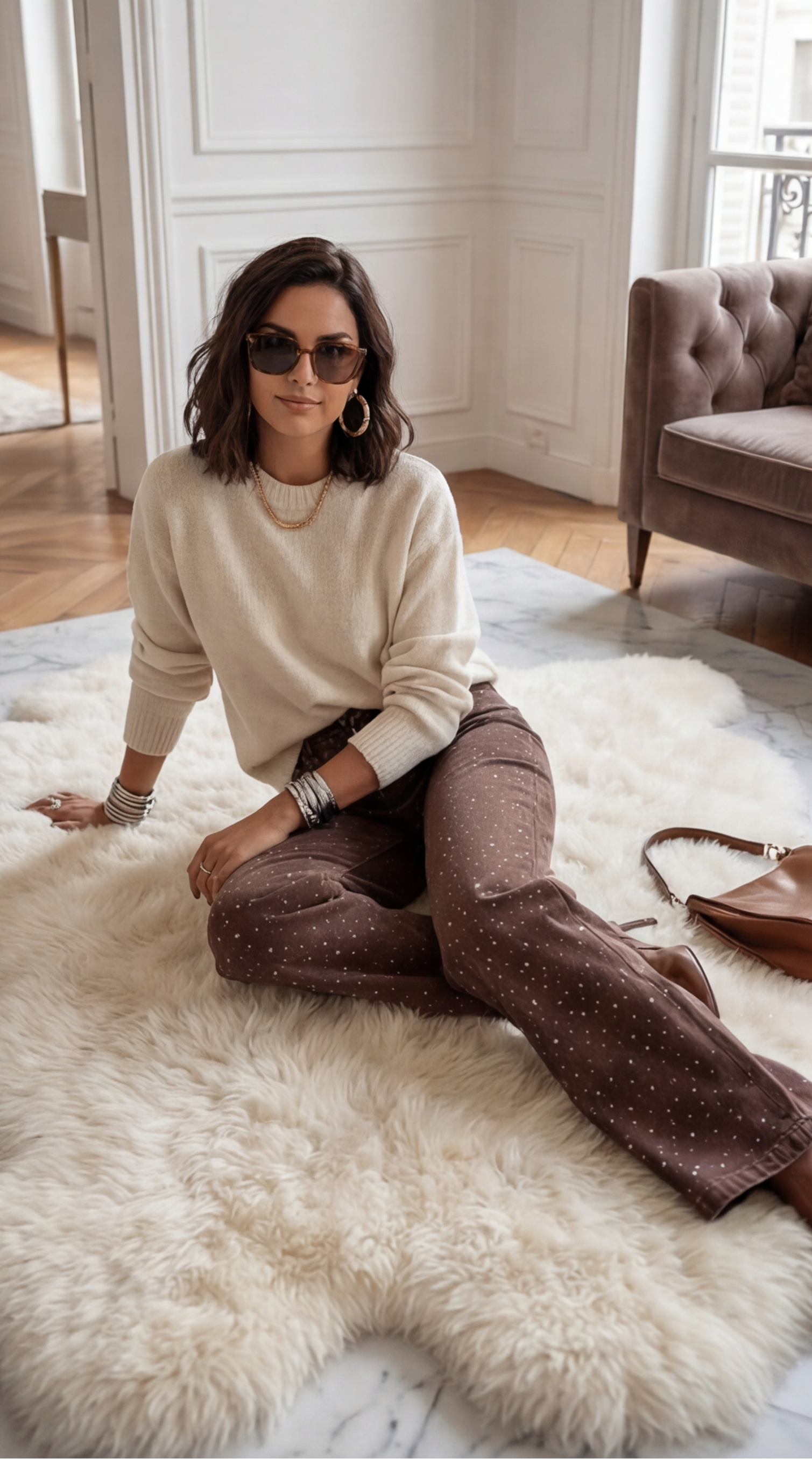 Jean marron à strass