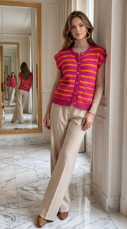 Pull sans manches rayé