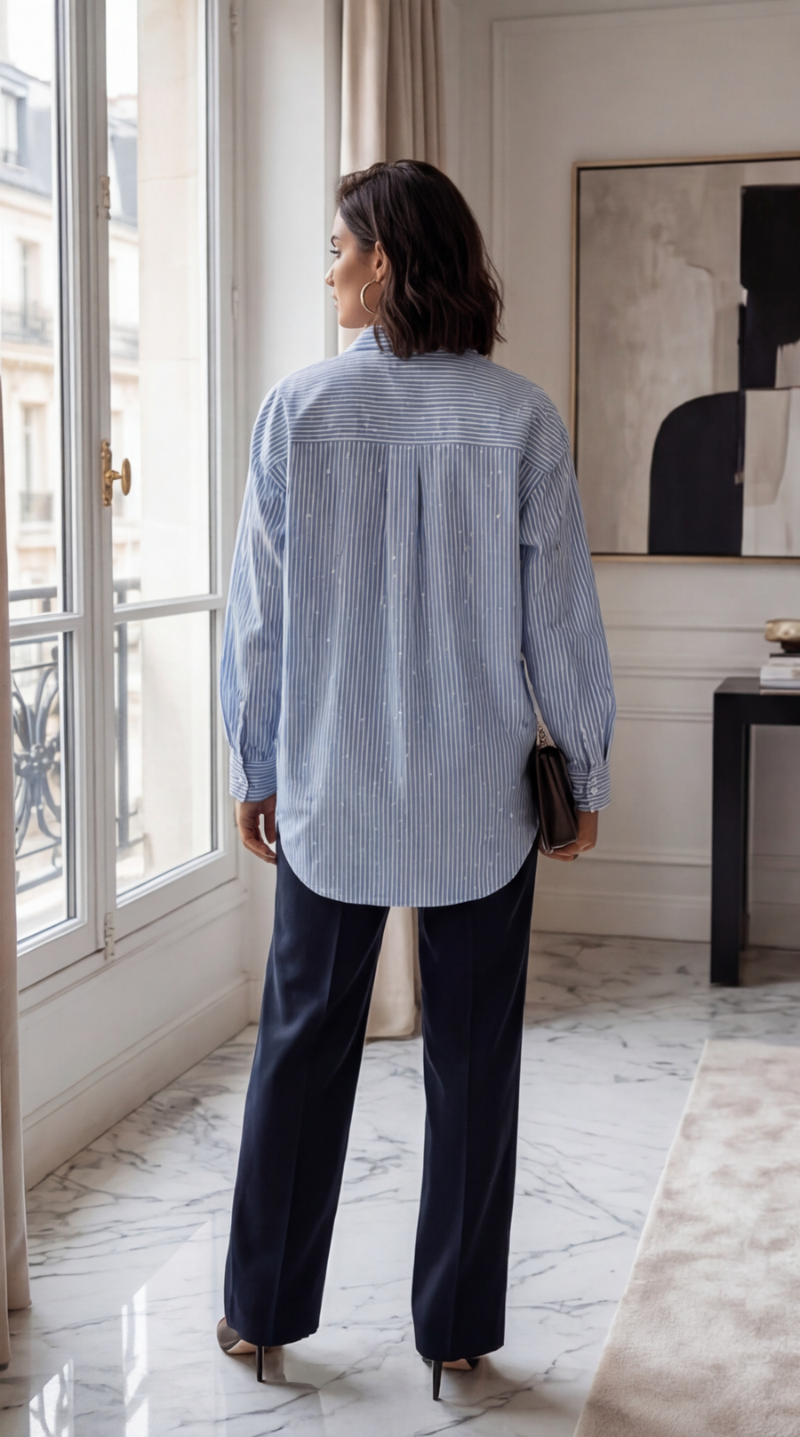 Chemise rayure à strass