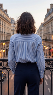 Chemise rayée avec broderie en forme de cœur