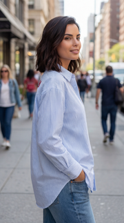 Chemise Bleu Chic à Rayures - Style Moderne