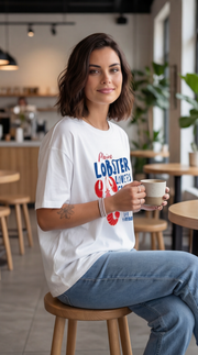 T-shirt blanc avec motif homard