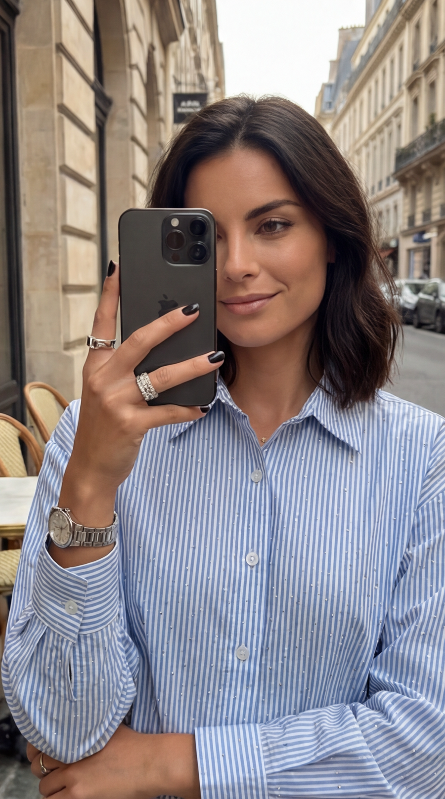 Chemise rayure à strass