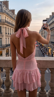 Robe à volant rose - Élégance et confort assurés