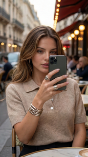 Polo beige en coton bio, style décontracté