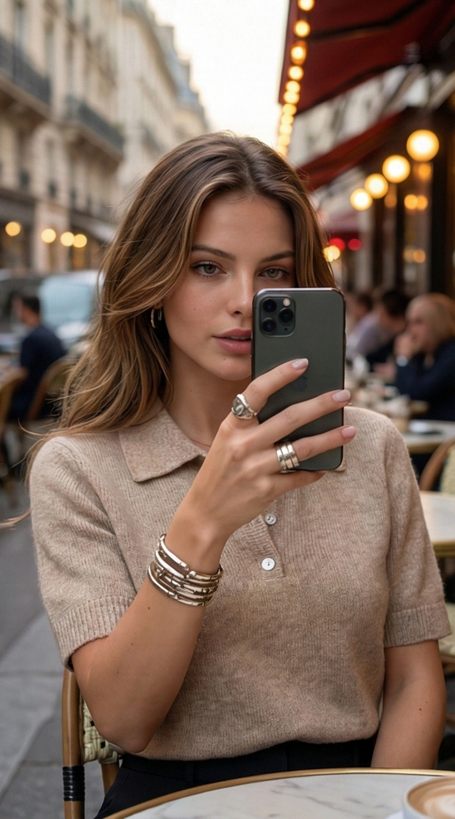 Polo beige en coton bio, style décontracté