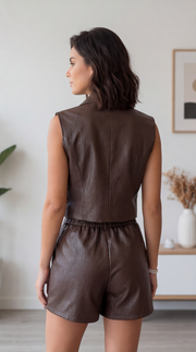 Jupe-Short Ultra-Tendance en Simili Cuir - Style Urbain Chic