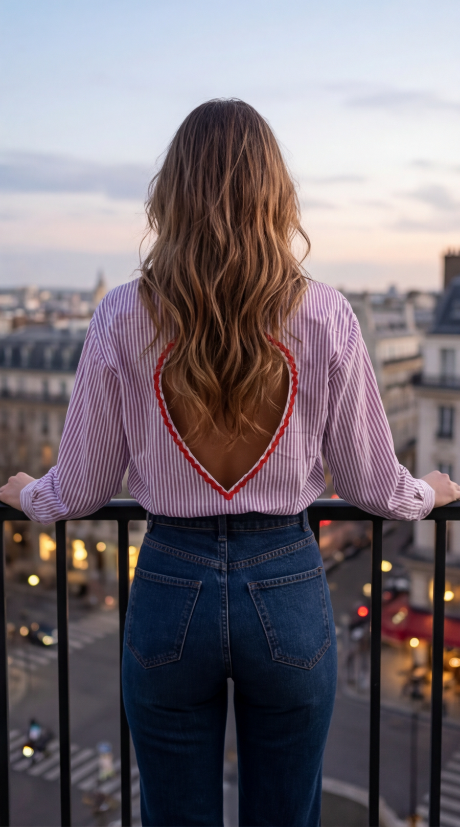 Chemise rayé dos nus cœur