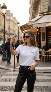 T-shirt brodé romantique à manches courtes