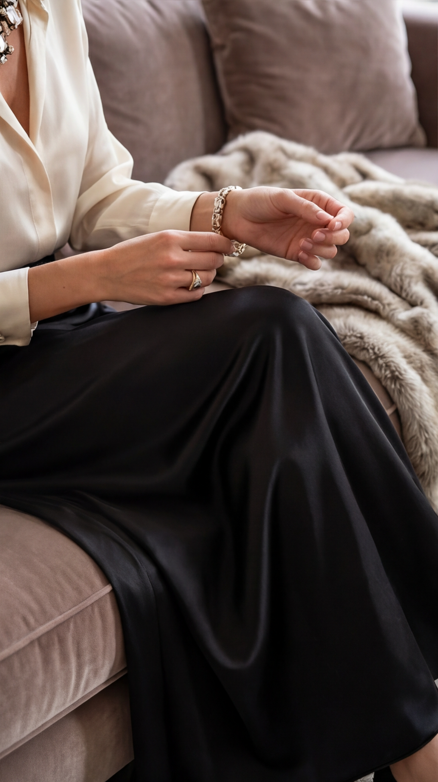 jupe longue satinée