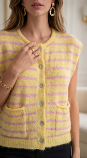 Pull sans manches rayé