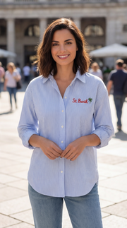 Chemise Bleu Chic à Rayures - Style Moderne